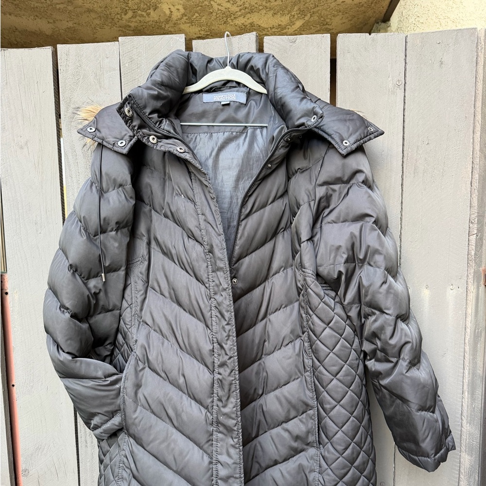 Kenneth Cole Reaction Puffer Coat with faux fur hood